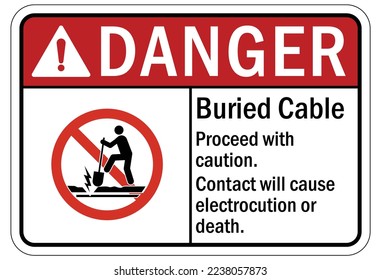 Señal y etiquetas de advertencia de cable enterradas