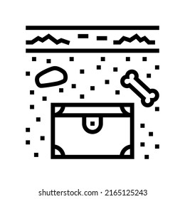 buried chest line icon vector. buried chest sign. isolated contour symbol black illustration