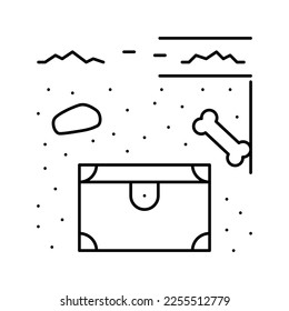 buried chest line icon vector. buried chest sign. isolated contour symbol black illustration