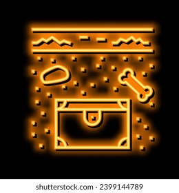 buried chest neon light sign vector. buried chest illustration