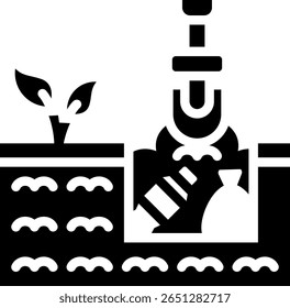 Ilustração do vetor de glifo do ícone de lixo enterrado