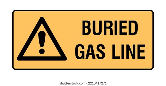  Buried Gas Line - International Warning Signs - Caution Signs - Hazard Signs - Safety, Underground Gasoline, Triangle Yellow Landscape Vector Sign.