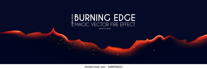 Burining ragged edge shining design. Fire and light effect.