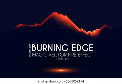 Burining ragged edge shining design. Fire and light effect.