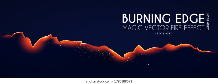 Burining ragged edge shining design. Fire and light effect.