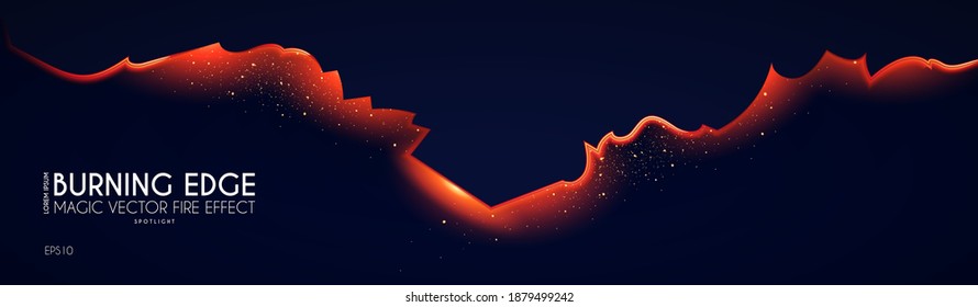 Diseño de brillos de borde andrajoso. Fuego y efecto de la luz.