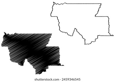 Buritis municipality (State of Rondônia or Rondonia, RO, Municipalities of Brazil, Federative Republic of Brazil) map vector illustration, scribble sketch Buritis map