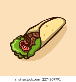 burito illustration concept in cartoon style