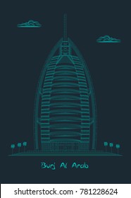 Burj Al Arab blending vector art line art