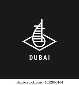 Burj al Arab dubai lineart logo design logo template