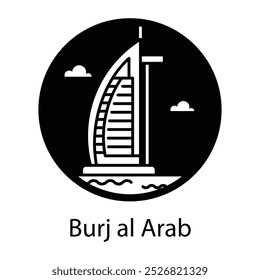 Icono de Burj al arab en estilo relleno 