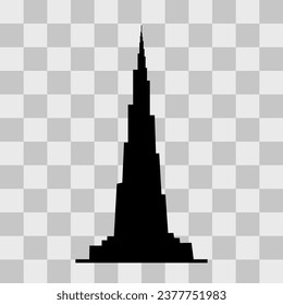 Burj Khalifa Dubai building png vector icon.