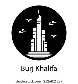 Ícone Burj khalifa em estilo de glifo