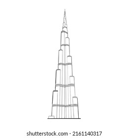 Burj Khalifa Uae Dubai Landmark Monument Stock Vector (Royalty Free ...