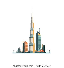 Burj Khalifa vector isolated on white