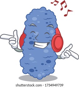 Burkholderia bacteria Cartoon design concept listening music