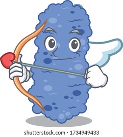 Burkholderia bacteria in cupid cartoon character with arrow and wings