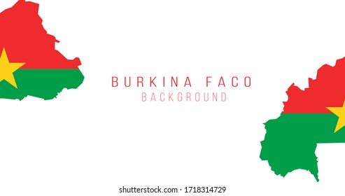 Burkina faco flag map background. The flag of the country in the form of borders. Stock vector illustration isolated on white background.