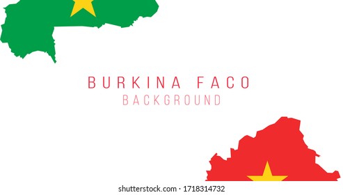 Burkina faco flag map background. The flag of the country in the form of borders. Stock vector illustration isolated on white background.