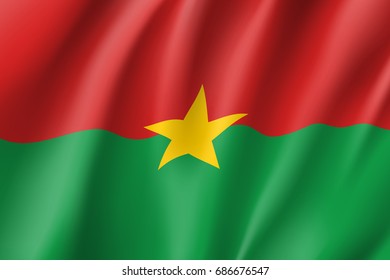 Burkina Faco flag. National patriotic symbol in official country colors. Illustration of Africa state waving flag. Realistic vector icon