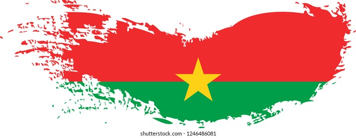 Burkina Faco vector grunge brush stroke with  national flag. Watercolor painting flag. 