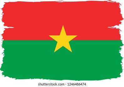 Burkina Faco vector grunge brush stroke with  national flag. Watercolor painting flag. 