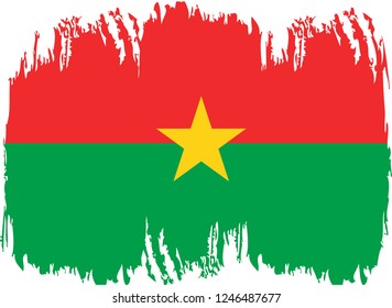 Burkina Faco vector grunge brush stroke with  national flag. Watercolor painting flag. 