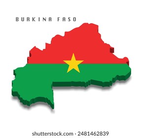 Burkina Faso 3d flag map on white background