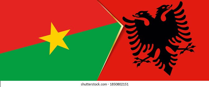 Burkina Faso and Albania flags, two vector flags symbol of relationship or confrontation.