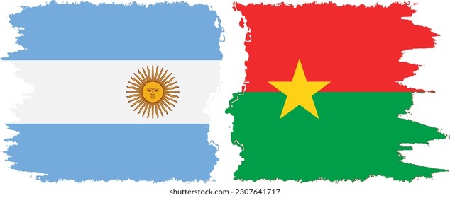 Verbindung mit Burkina Faso und Argentinien mit Grunge-Flaggen, Vektorgrafik