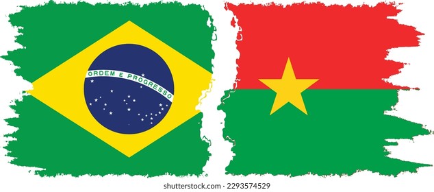 Verbindung mit Burkina Faso und Brasilien mit Grunge-Flaggen, Vektorgrafik