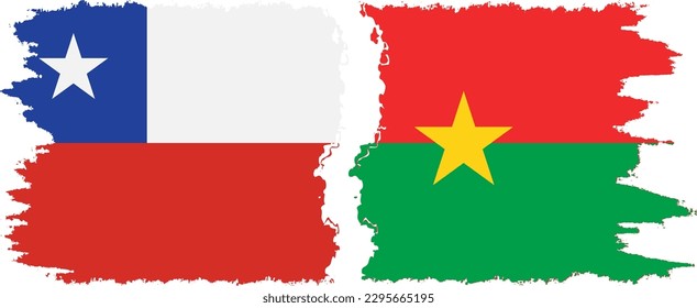 Verbindung mit Burkina Faso und Chile mit Grunge-Flaggen, Vektorgrafik