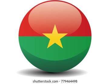 Burkina Faso circle button flag background texture. Vector illustration.