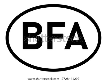 Burkina Faso country code BFA icon vector on a white background
Country code abbreviation oval sticker icon on a white background