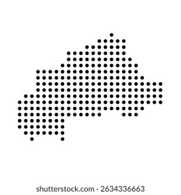 Burkina Faso country dotted map. Black spot pixel illustration isolated on white background. Vector circle mosaic.