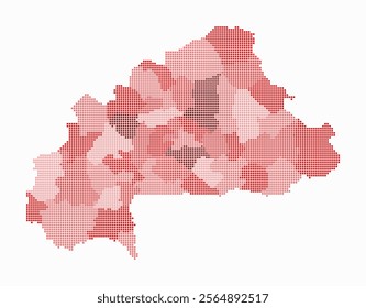 Burkina Faso dotted map. Digital style map of the country on white background. Burkina Faso shape with square dots. Colored dots style. Small size squares. Classy vector illustration.