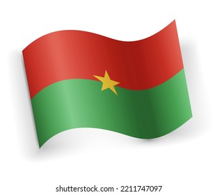 Burkina Faso flag bended and lying on white background