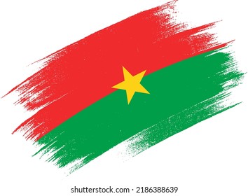 Burkina Faso flag with brush paint textured  on  white background