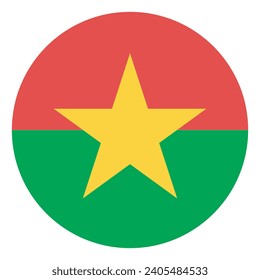 Burkina Faso flag. Button flag icon. Standard color. Circle icon flag. Computer illustration. Digital illustration. Vector illustration.