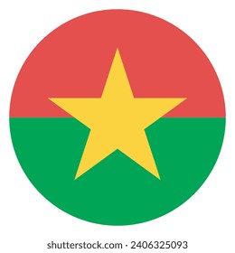 Burkina Faso flag. Button flag icon. Standard color. Circle icon flag. Computer illustration. Digital illustration. Vector illustration.