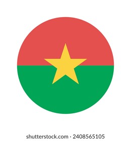 Burkina Faso flag. Button flag icon. Standard color. Circle icon flag. Computer illustration. Digital illustration. Vector illustration.