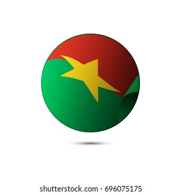 Burkina Faso flag button with shadow on a white background. Vector illustration.