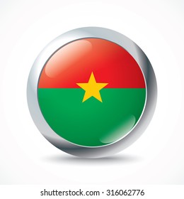Botón de bandera de Burkina Faso - ilustración vectorial