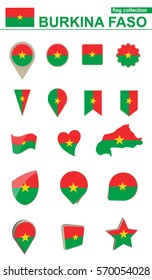 Burkina Faso Flag Collection. Big set for design. Vector Illustration.
