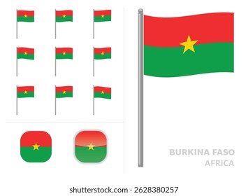 Burkina Faso Bandeira País Onda Animação App Icon Vetor