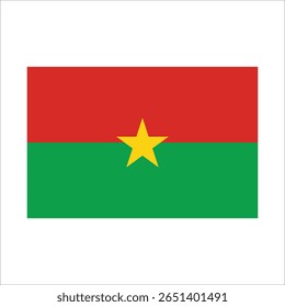 Burkina faso flag features two horizontal bands of red and green, with a yellow five-pointed star at the center, symbolizing the country's revolutionary ideals.