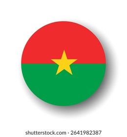 Burkina Faso flag - flat vector circle icon or badge with dropped shadow.