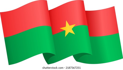 Burkina Faso flag flying on white background