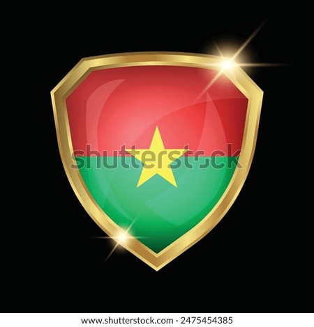 Burkina Faso Flag Golden Shield Logo