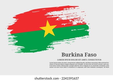 Burkina Faso Flaggengrunge-Pinsel und Textposter, Vektorgrafik